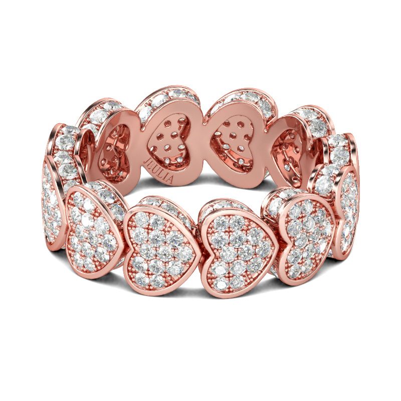 Rose Gold Tone Heart Sterling Silver Women's Band