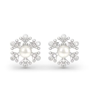 Snowflake Cultured Pearl Sterling Silver Stud Earrings