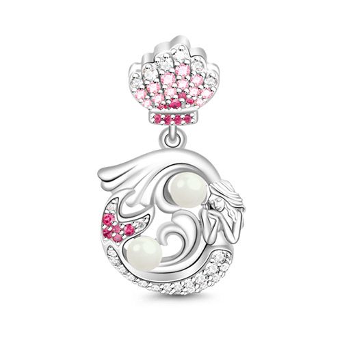 Mermaid With Pearl Charm Sterling Silver